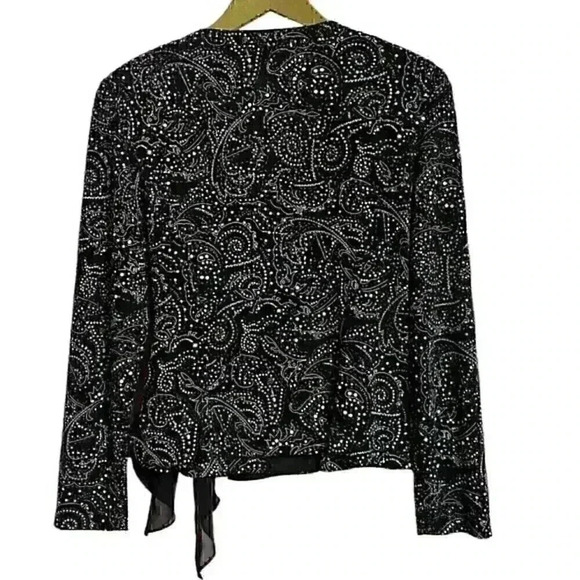 Alex Evenings Blouse Petite Black Embellished Wrap Style Holiday Party New Year - Picture 2 of 8